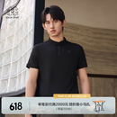 KOLON SPORT/可隆速干POLO 男士吸湿小翻领抗菌户外运动印花短袖 LHPT5MTT31-BK 黑色 XL 180/100A