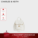 CHARLES&KEITH菱格大容量柔软多用背包书包双肩包包女包生日礼物CK2-60151400 Cream奶白色 S