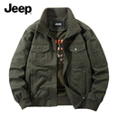 JEEP吉普潮牌设计师休闲商务男士茄克外套 男士高级感夹克 男士约会 军绿 4XL