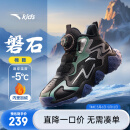 安踏儿童棉鞋男大童鞋2024冬季加绒魔术贴高帮厚底防风山脊保暖棉靴 【磐石】黑/灰/远足绿6922-4 37