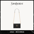 YSL圣罗兰 女士CASSANDRE ENVELOPE粒面皮革链条钱包 黑色金链 U
