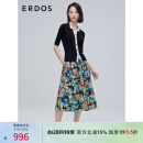 ERDOS 春夏精纺小翻领短袖桑蚕丝岩石纹理扣女针织开衫 黑 L 165/88A