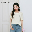 诗凡黎（'SEIFINI）诗凡黎莱赛尔针织衫25夏新款设计感薄款圆领短袖开衫女 本白色 圆领套头 M