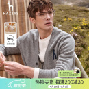 哈吉斯（HAZZYS）男装 秋冬款羊毛衫纯色毛衣薄款羊毛开衫男ABYZD0BDF51 灰色GE L （175/96A 48）