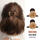 唐芙妮山茶花小抓夹女后脑勺半扎发夹子头饰短发过渡期神器前额刘海发夹 咖色花约4.5厘米【两个装】