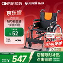 鱼跃 (yuwell)轮椅车H062折叠老人轻便免充气铝合金旅行手推代步车