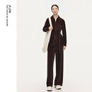 噢姆（AUM）【大秀同款】2025年冬季新款女装坑条腰带休闲衬衫直筒裤半裙女 深咖裤子 XL