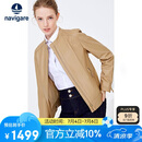 Navigare 意大利小帆船女士真皮皮衣秋冬款小立领羊皮机车服X2236700091 浅卡其 L 