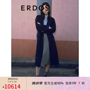 ERDOS【刘雯同款】长款双排扣宽松简约优雅羊绒大衣女毛呢大衣 藏蓝 160/84A/M