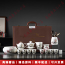 LICHENGZVS品牌羊脂玉茶具套装素烧高档办公会客三才盖碗家用商务礼盒 羊脂玉瓷大套组（山居秋鸣墨彩）
