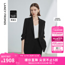 朗姿职业正装黑色气质西服外套女装夏季新款商务西装 黑色 2XL