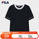 FILA斐乐官方女子编织衫2025夏季时尚休闲简约基础短袖上衣