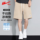 回力短裤夏季男外穿五分裤潮流裤子男宽松运动休闲速干男裤卡其XL