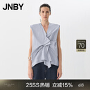江南布衣（JNBY）【商场同款】25夏新品衬衫女棉质立体捏褶无袖V领宽松5P5214080 468/尘灰蓝 S
