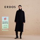 ERDOS 宽松落肩袖立领大翻领外套女毛呢大衣 黑 S 160/80A