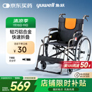 鱼跃 (yuwell)手动轮椅车H062折叠老人轻便免充气铝合金旅行手推代步