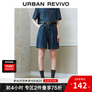 UR2025夏季新款女装休闲复古水洗压褶牛仔短裤UYU850039 蓝色 28