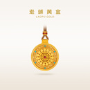 老铺黄金古法手工足金项链 · 花丝如意圆满吊坠（绳链款） 中号金重约31.8g