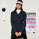 哈吉斯（HAZZYS）女装 春秋款女士翻领通勤风双排扣棉服女ASSSU0BCF04 藏青色NV L （165/88A 40）