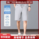 GUYNGTAS品牌男士冰丝短裤男夏季休闲宽松直筒裤力五分裤薄款 浅灰色五分裤 浅灰色五分裤 M 建议穿110-125斤
