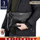GOLF【高端奢品】男士手拿包头层牛皮牛皮鳄鱼纹商务休闲大容量手抓包 黑色
