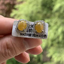 CAOX缅甸玉缅甸天然A货翡翠蛋面柠檬黄黄色黄翡耳钉S925银锆石镶嵌 黄色 其他/other9x6x3mm