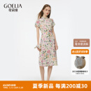 歌莉娅旗袍连衣裙春季新品19MM弹力真丝中式国风收腰印花礼服1E3L4K1Y0 2DD粉彩繁花印花 M