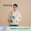 ERDOS【纯羊绒提花】圆领装饰提花针织宽松厚款女套衫羊绒衫 白 160/80A/S