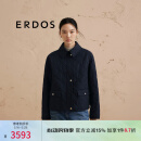 ERDOS 翻领格纹商务通勤短款女棉服外套 藏蓝 175/92A/XL