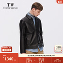 Teenie Weenie Men小熊男装休闲真皮皮衣男春装皮夹克黑色外套潮牌 黑色 L 175