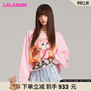 LALABOBO恶魔熊宽松卫衣女装设计感减龄宽松百搭长袖上衣潮牌LBDD-WSTS13 粉色 M