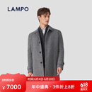 蓝豹（LAMPO）【花纱人字纹】羊毛羊驼毛灰色毛呢大衣男中长款翻领商务正装外套 灰色 L (48)