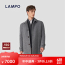 蓝豹（LAMPO）【花纱人字纹】羊毛羊驼毛灰色毛呢大衣男中长款翻领商务正装外套 灰色 L (48)