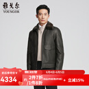 雅戈尔（YOUNGOR）真皮皮衣男士秋冬中青年毛领皮衣鹅绒内胆温暖舒适商场同款 黑色YPYX415479AFA L 175/96A