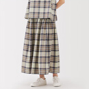 无印良品（MUJI）女式 马德拉斯格纹 宽摆裙长半身裙女装裙子25年夏季款BE1XKA5S 象牙色格纹 L (165/70A)
