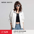 MISS SIXTY卫衣外套女立领拉链宽松撞色休闲美式复古运动上衣 白色 XS