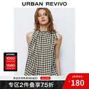 UR2025夏季新款女装波嬉风撞色格纹超宽松罩衫衬衫UYU250031 黑色格子 S (XS-S)