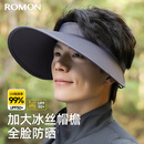 罗蒙防晒帽男大帽檐冰丝空顶遮阳帽夏季户外防紫外线遮脸显脸小太阳帽