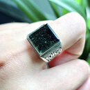 DRJEFUN绿幽灵戒指巴西女天l然水晶金字塔聚宝盆转运指环925银  开口可调 男戒尺寸13.712mm