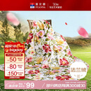 富安娜家纺毯子 法兰绒毯毛毯午睡毯空调毯四季毯子 左岸花开1.8*2m