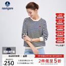 Navigare意大利小帆船女士卫衣25春季新品圆领条纹女装宽松显瘦纯棉上衣女 蓝白条纹 L