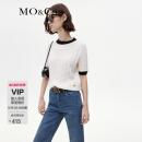 MO&Co.冬复古撞边短袖针织衫MBC4SWT040 米白色 M 165