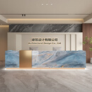 薇米雅公司前台简约现代定制大理石岩板接待台酒店健身房办公室转角吧台 梵高印象岩板 260x60x100cm