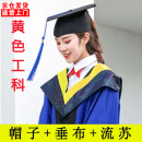 勤思路硕士服学士服毕业礼服学位服大学生男女演出服医科可定制学院服 硕士服-黄色工科-塑料帽 L建议135-180斤