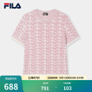 FILA 斐乐官方女子编织衫2025春季新款时尚休闲简约基础短袖上衣 灰紫粉-LP L 170/88A