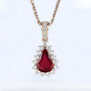 蔻诗哲 COASZE18K玫瑰金钻石项链女款 1克拉缅甸天然鸽血红宝石水滴形戴妃吊坠 红宝石 1.01克拉坠+K金18寸可调肖邦链