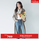 伊芙丽【经典延续】薄荷曼波老钱风结构感双排扣长款风衣外套女新款 珍珠灰 S 80-120斤