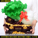 胖东来同款翡翠白菜摆件玉白菜摆件翡翠大百财如意工艺品家居客厅 翠玉色 大号招财进宝白菜++五帝