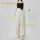 洛德顿 RUODEDUN孕妇裤夏季薄款外穿无托腹防晒抽绳裤小个子孕期夏款宽松阔腿裤子 米杏色 M 【推荐80-110斤】