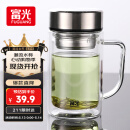 富光双层玻璃杯支持团购定制泡茶杯办公杯带把 大容量男女水杯子580ML